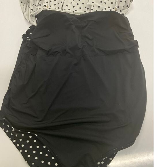 New Look Swim Suit Women's 1Pc UK18 Black White Polka Dot Bra Convertible Top - Picture 5 of 8